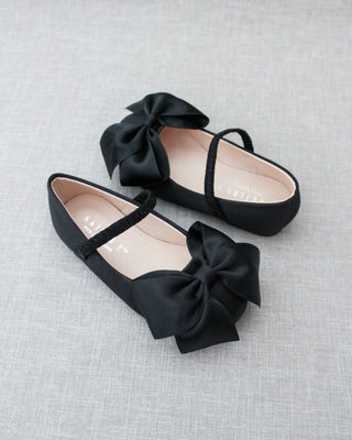 Satin Mary Jane Flats with Front Satin BowKids Shoes