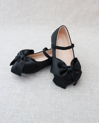 Satin Mary Jane Flats with Front Satin BowKids Shoes