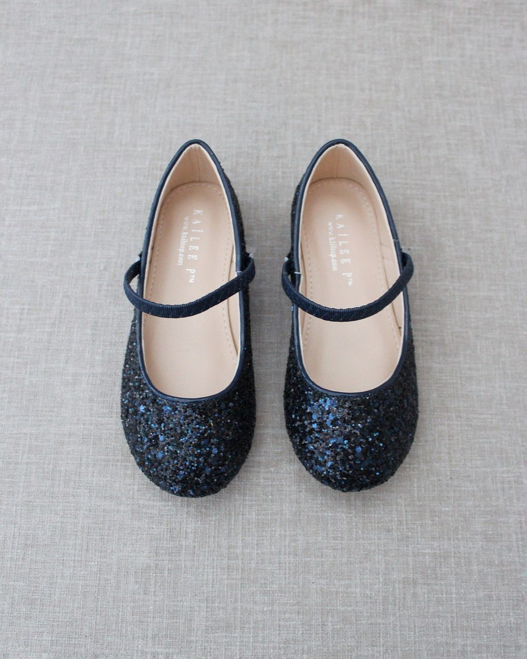 Navy Rock Glitter Maryjane Ballet Flats, Flower Girls Shoes