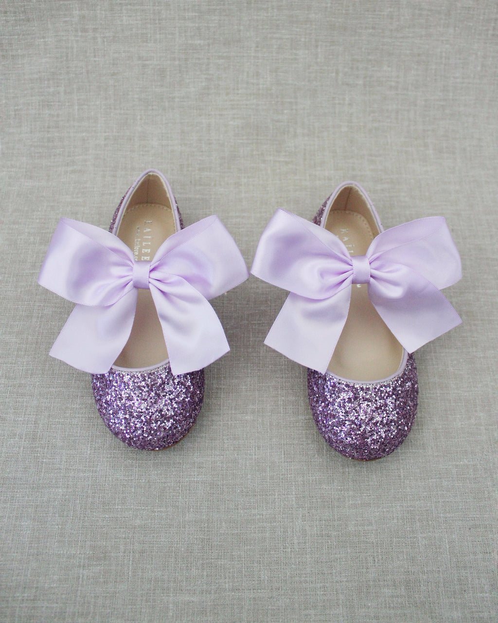 Purple Rock Glitter Mary Jane Ballet Flats with Satin Bow, Girls Shoes ...