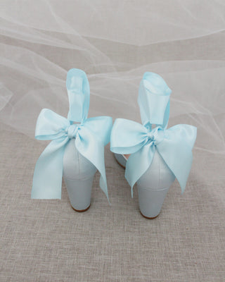 Satin Block Heel with Wrapped Satin TieWomen Shoes
