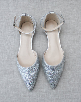 Rock Glitter Ankle Strap FlatsWomen Shoes