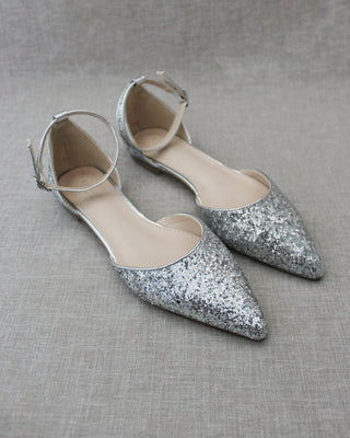 Rock Glitter Ankle Strap FlatsWomen Shoes