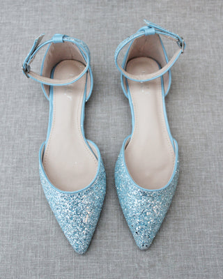 Rock Glitter Ankle Strap FlatsWomen Shoes