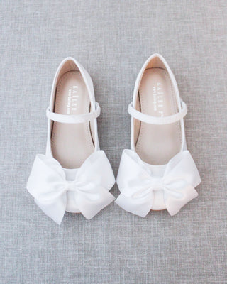 Satin Maryjane Flats with Front Satin BowKids Shoes