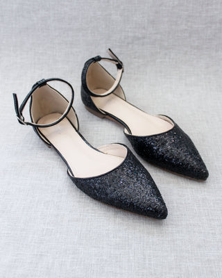 Rock Glitter Ankle Strap FlatsWomen Shoes