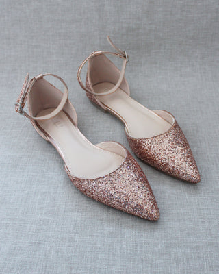 Rock Glitter Ankle Strap FlatsWomen Shoes