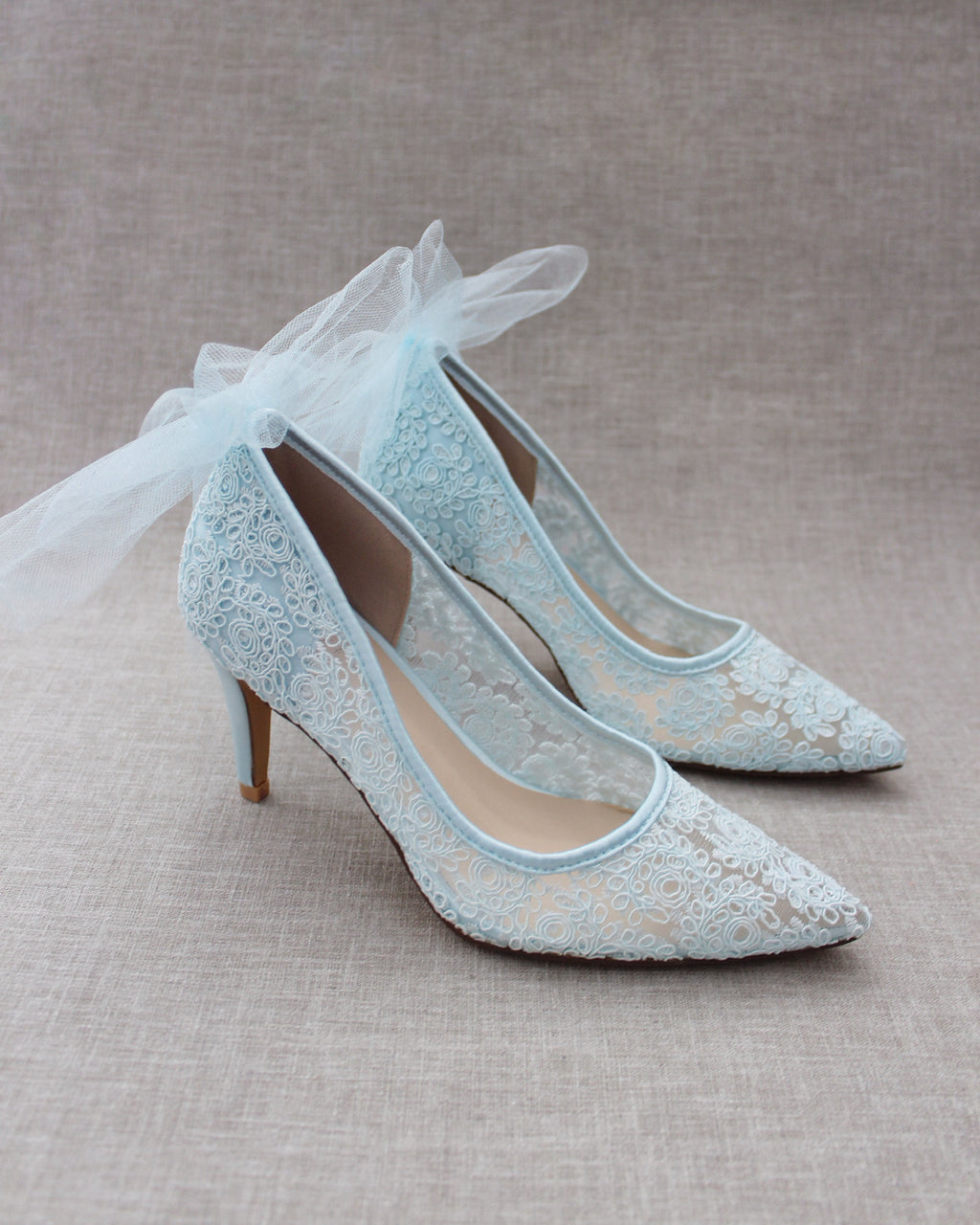 Lace Light Blue Wedding Shoe Bridesmaid Shoes Pale Blue Heels