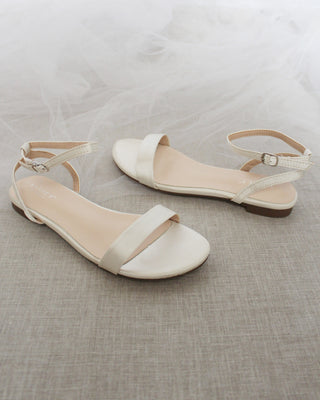 Satin Flat Sandal with Ankle StrapWomen Shoes