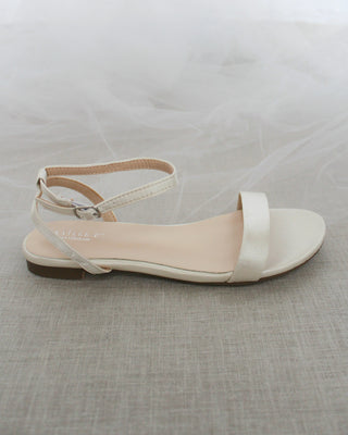 Satin Flat Sandal with Ankle StrapWomen Shoes