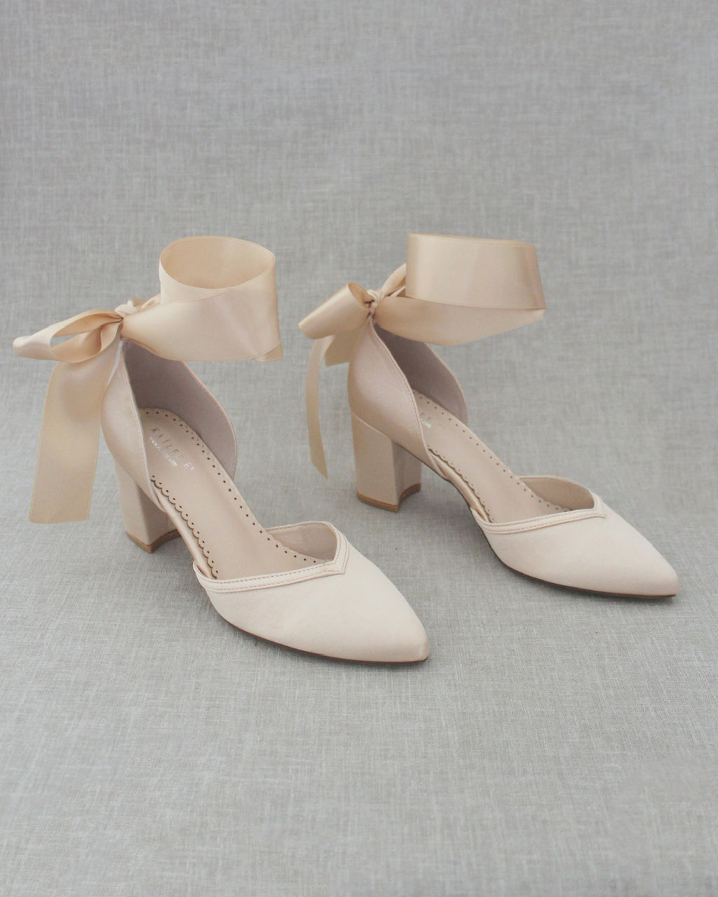 Ankle Strap Beige Closed Toe Shoes Womens Closed Round Toe Low