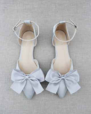 Satin Pointy Toe flats with Front Satin BowWomen Shoes