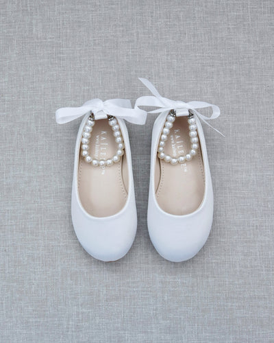 White Flats with Pearl Straps