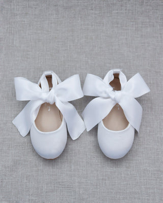 Girls Satin Ballet Flats with Ankle Tie or Ballerina Lace UpKids Shoes