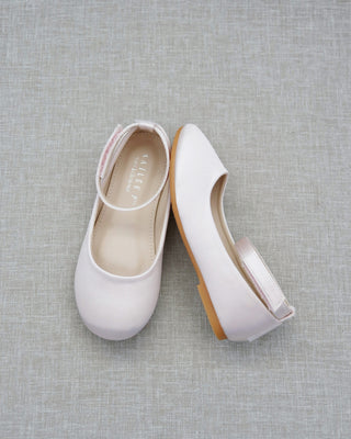 Girls Satin Flats with Velcro Ankle StrapKids Shoes