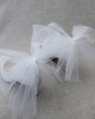 Lace Wedding Shoes with Tulle Back BowWomen Shoes