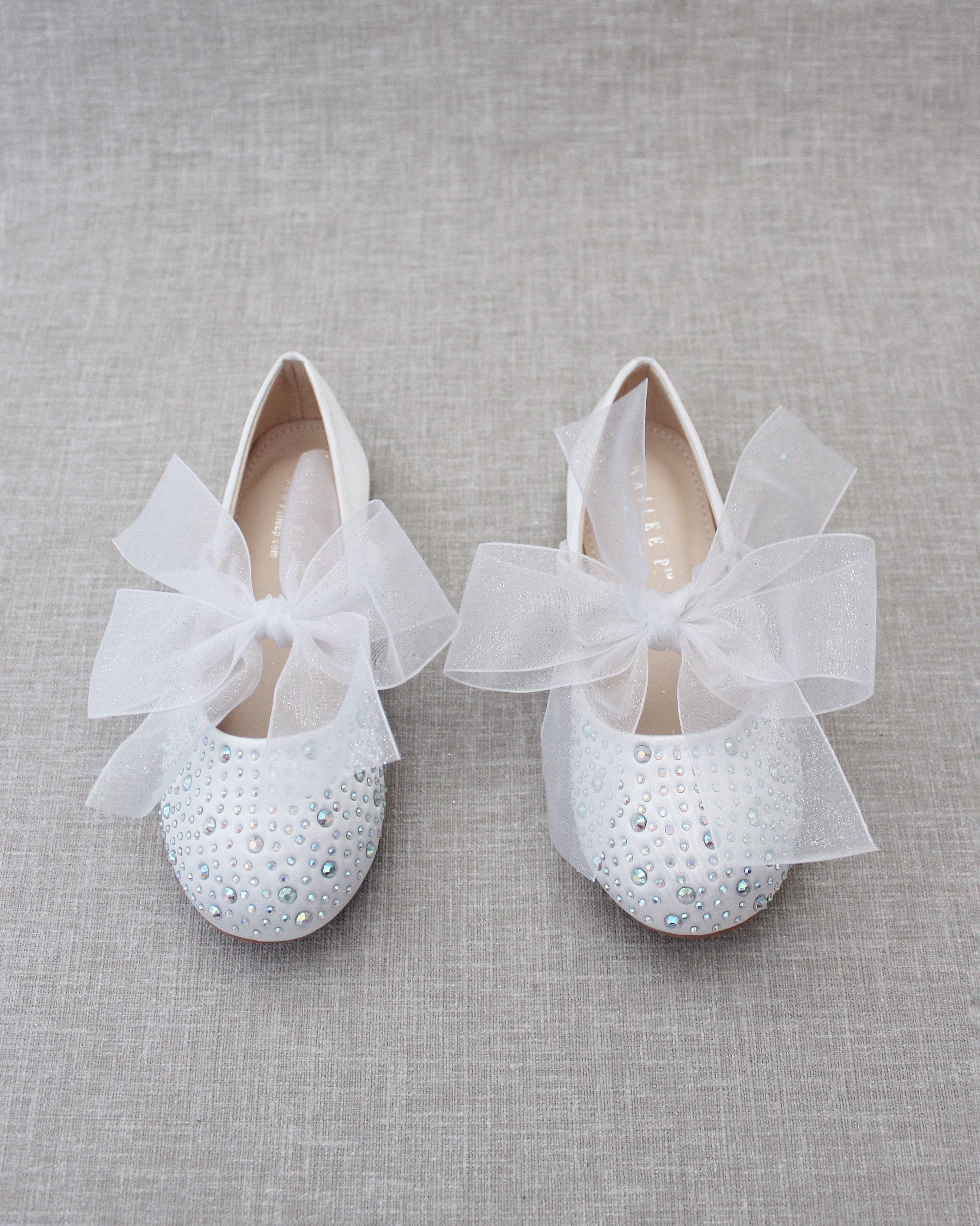 Mary Jane Crystal Ribbon Satin Flats