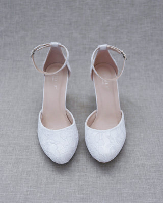Lace Block Heel with Ankle StrapWomen Shoes