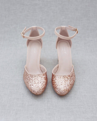 Rock Glitter Block Heel with Ankle StrapWomen Shoes
