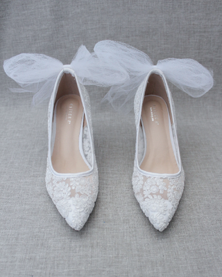 Lace Wedding Shoes with Tulle Back BowWomen Shoes