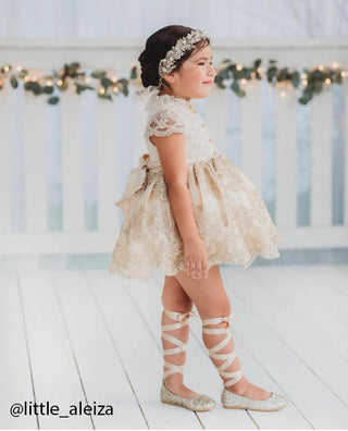 Rock Glitter Ballet Flats with Satin Ankle StrapKids Shoes