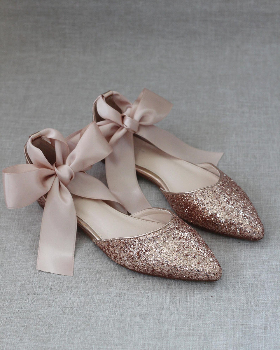 Rose gold flat shoes wedding sale