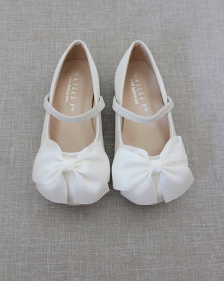 Satin Mary Jane Flats with Front Satin BowKids Shoes