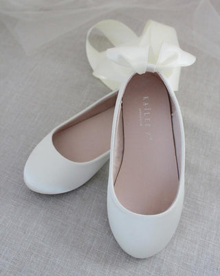 Girls Satin Ballet Flats with Ankle Tie or Ballerina Lace UpKids Shoes