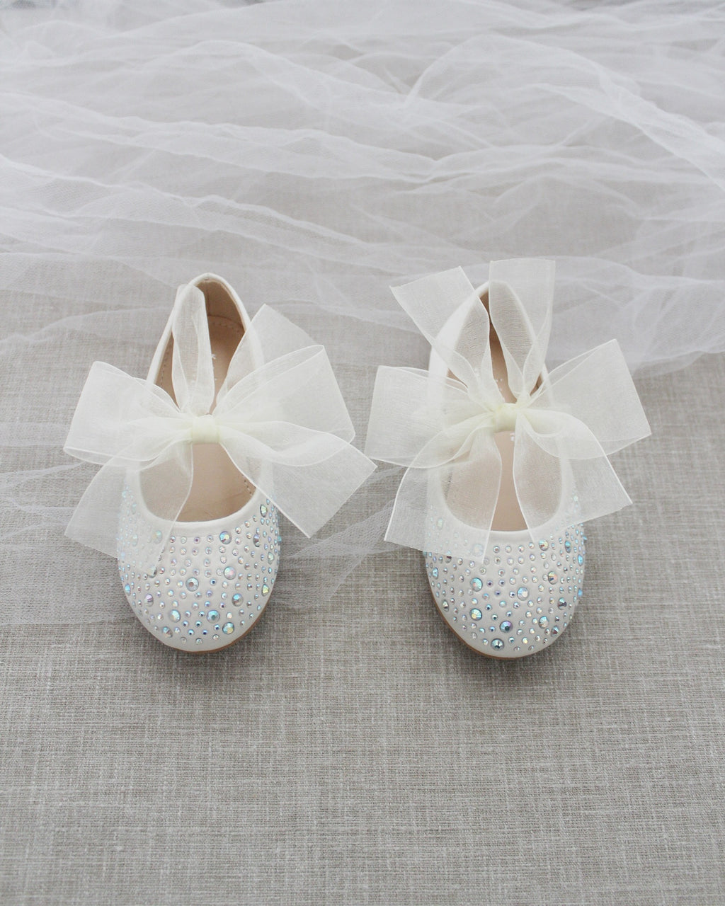 Satin Mary Jane Birthday Girls Flats with Embellishment and Bow ...