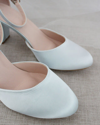 Satin Block Heel with Ankle StrapWomen Shoes