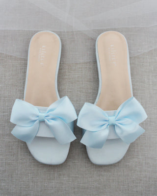 Satin Slip on Sandals with Satin BowWomen Shoes