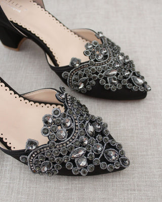 Embellished Rhinestones Evening Block HeelWomen Shoes