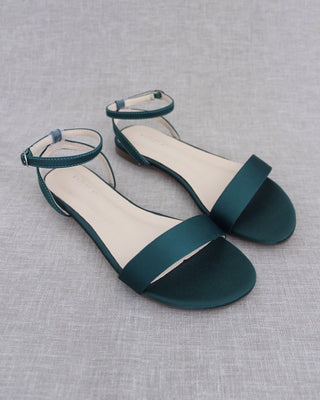 Satin Flat Sandal with Ankle StrapWomen Shoes