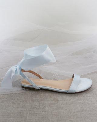 Satin Flat Sandal with Wrapped Satin TieWomen Shoes