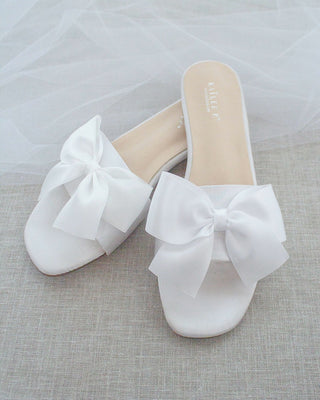 Satin Slip on Sandals with Satin BowWomen Shoes