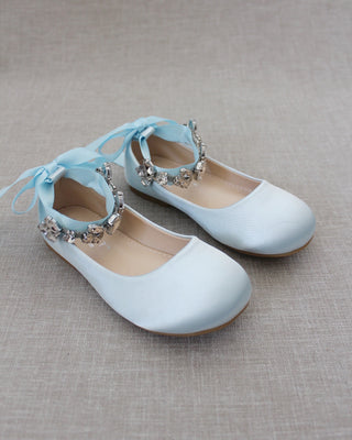Satin Ballet Flats with Navette Cluster RhinestonesKids Shoes