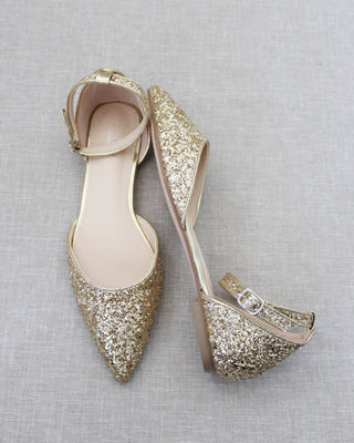 Rock Glitter Ankle Strap FlatsWomen Shoes
