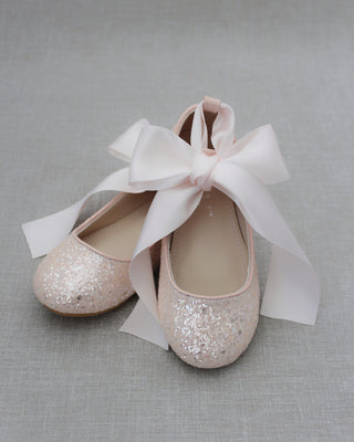Rock Glitter Ballet Flats with Satin Ankle StrapKids Shoes