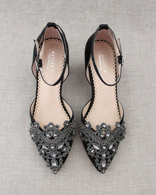 Embellished Rhinestones Evening Block HeelWomen Shoes