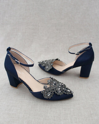 Embellished Rhinestones Evening Block HeelWomen Shoes