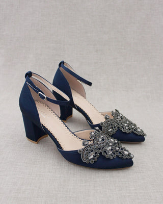 Embellished Rhinestones Evening Block HeelWomen Shoes