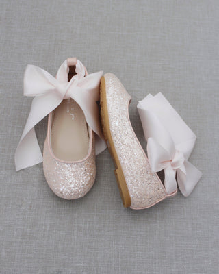 Rock Glitter Ballet Flats with Satin Ankle StrapKids Shoes