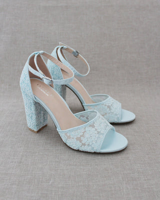 Crochet Lace Block Heel SandalsWomen Shoes