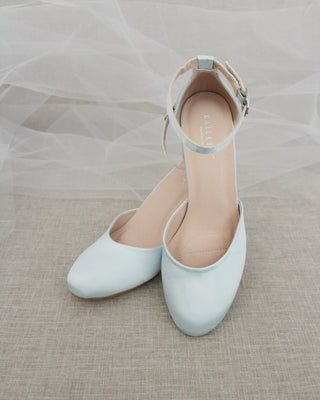 Satin Block Heel with Ankle StrapWomen Shoes