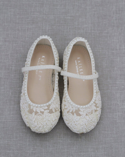 Pearl Lace Flats