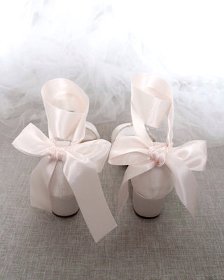 Satin Block Heel Sandal with Wrapped Ribbon TieWomen Shoes