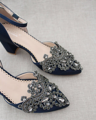 Embellished Rhinestones Evening Block HeelWomen Shoes