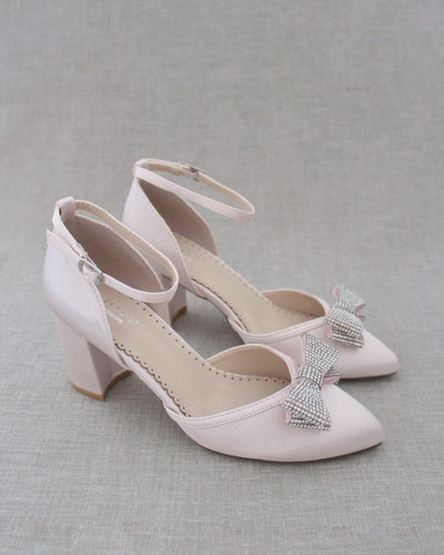 light pink block heels