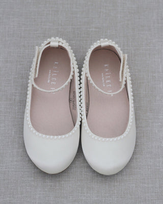 Girls Satin Flats with Mini PearlsKids Shoes