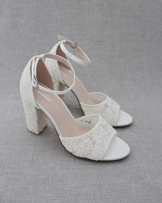 Crochet Lace Block Heel SandalsWomen Shoes